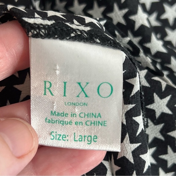 Rixo Sadie Black and White Star Print Silk Blouse size Large - Picture 6 of 7